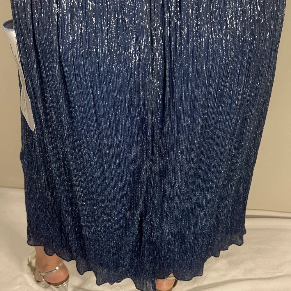 DRESS THE POPULATION BLUE SHIMMER MIDI M